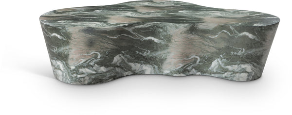 Meridian Furniture Monza Sculptural Concrete Coffee Table Art Deco Design for Indoor Outdoor Living Spaces Green 99033Green-CT