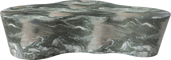 Meridian Furniture Monza Sculptural Concrete Coffee Table Art Deco Design for Indoor Outdoor Living Spaces Green 99033Green-CT