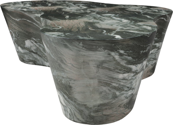 Meridian Furniture Monza Sculptural Concrete Coffee Table Art Deco Design for Indoor Outdoor Living Spaces Green 99033Green-CT
