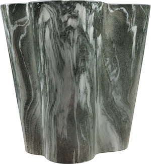 Meridian Furniture Monza Sculptural Concrete End Table with Art Deco Curves and Marble Effect for Indoor Outdoor Use Green 99033Green-ET
