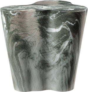 Meridian Furniture Monza Sculptural Concrete End Table with Art Deco Curves and Marble Effect for Indoor Outdoor Use Green 99033Green-ET