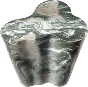 Meridian Furniture Monza Sculptural Concrete End Table with Art Deco Curves and Marble Effect for Indoor Outdoor Use Green 99033Green-ET