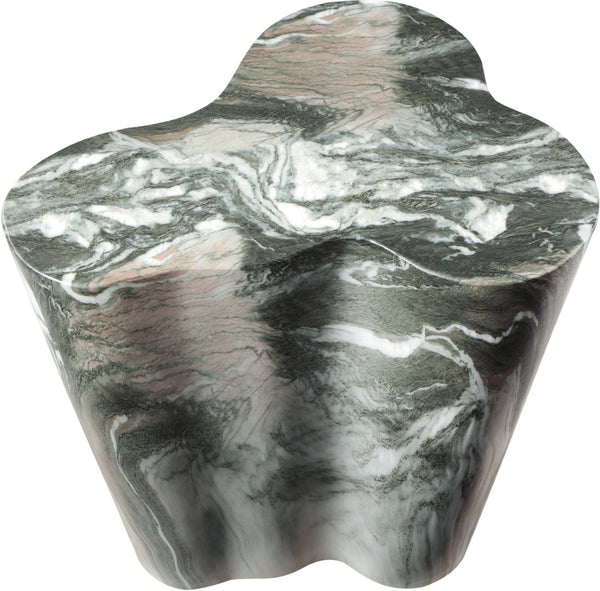 Meridian Furniture Monza Sculptural Concrete End Table with Art Deco Curves and Marble Effect for Indoor Outdoor Use Green 99033Green-ET