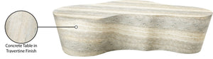 Meridian Furniture Monza Sculptural Concrete Coffee Table Art Deco Design for Indoor Outdoor Living Spaces Natural 99033Travertine-CT