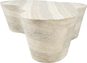 Meridian Furniture Monza Sculptural Concrete Coffee Table Art Deco Design for Indoor Outdoor Living Spaces Natural 99033Travertine-CT
