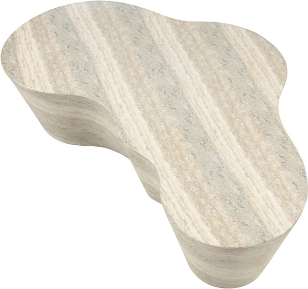 Meridian Furniture Monza Sculptural Concrete Coffee Table Art Deco Design for Indoor Outdoor Living Spaces Natural 99033Travertine-CT