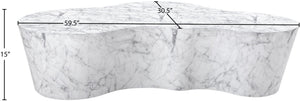 Meridian Furniture Monza Sculptural Concrete Coffee Table Art Deco Design for Indoor Outdoor Living Spaces White 99033White-CT
