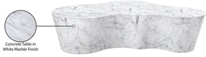 Meridian Furniture Monza Sculptural Concrete Coffee Table Art Deco Design for Indoor Outdoor Living Spaces White 99033White-CT