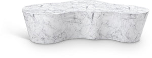 Meridian Furniture Monza Sculptural Concrete Coffee Table Art Deco Design for Indoor Outdoor Living Spaces White 99033White-CT