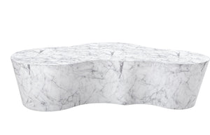 Meridian Furniture Monza Sculptural Concrete Coffee Table Art Deco Design for Indoor Outdoor Living Spaces White 99033White-CT