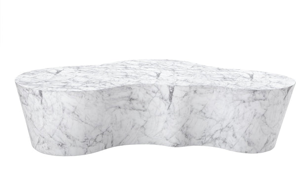 Meridian Furniture Monza Sculptural Concrete Coffee Table Art Deco Design for Indoor Outdoor Living Spaces White 99033White-CT