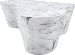 Meridian Furniture Monza Sculptural Concrete Coffee Table Art Deco Design for Indoor Outdoor Living Spaces White 99033White-CT