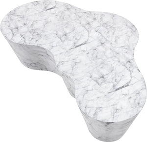 Meridian Furniture Monza Sculptural Concrete Coffee Table Art Deco Design for Indoor Outdoor Living Spaces White 99033White-CT