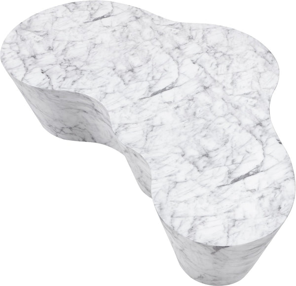 Meridian Furniture Monza Sculptural Concrete Coffee Table Art Deco Design for Indoor Outdoor Living Spaces White 99033White-CT