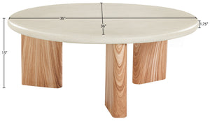 Meridian Furniture Avaya Art Deco Square Fiberglass Coffee Table for Indoor Outdoor Patio and Living Room Use Cream / Natural 36" W x 36" D x 15" H 99035Cream-CT