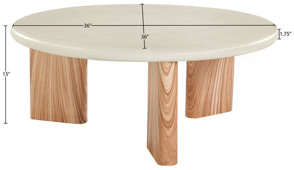 Meridian Furniture Avaya Art Deco Square Fiberglass Coffee Table for Indoor Outdoor Patio and Living Room Use Cream / Natural 36" W x 36" D x 15" H 99035Cream-CT