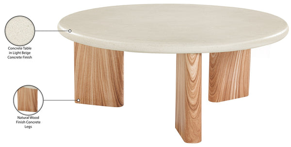 Meridian Furniture Avaya Art Deco Square Fiberglass Coffee Table for Indoor Outdoor Patio and Living Room Use Cream / Natural 36" W x 36" D x 15" H 99035Cream-CT
