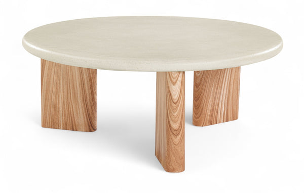 Meridian Furniture Avaya Art Deco Square Fiberglass Coffee Table for Indoor Outdoor Patio and Living Room Use Cream / Natural 36" W x 36" D x 15" H 99035Cream-CT