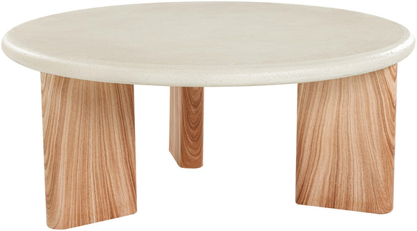 Meridian Furniture Avaya Art Deco Square Fiberglass Coffee Table for Indoor Outdoor Patio and Living Room Use Cream / Natural 36" W x 36" D x 15" H 99035Cream-CT