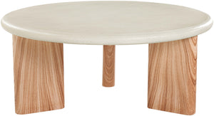 Meridian Furniture Avaya Art Deco Square Fiberglass Coffee Table for Indoor Outdoor Patio and Living Room Use Cream / Natural 36" W x 36" D x 15" H 99035Cream-CT
