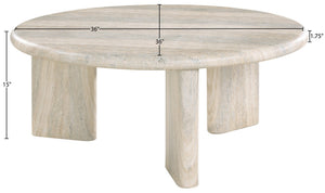 Meridian Furniture Avaya Art Deco Square Fiberglass Coffee Table for Indoor Outdoor Patio and Living Room Use Natural 36" W x 36" D x 15" H 99035Travertine-CT