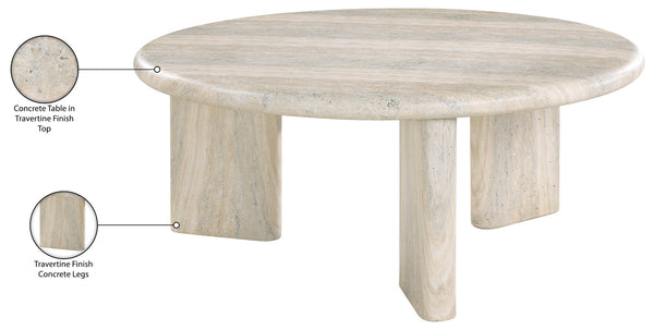 Meridian Furniture Avaya Art Deco Square Fiberglass Coffee Table for Indoor Outdoor Patio and Living Room Use Natural 36" W x 36" D x 15" H 99035Travertine-CT