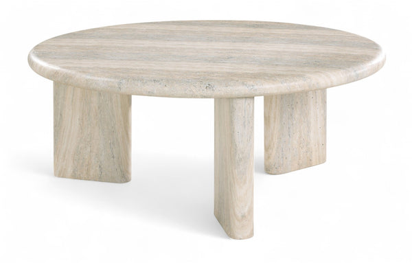 Meridian Furniture Avaya Art Deco Square Fiberglass Coffee Table for Indoor Outdoor Patio and Living Room Use Natural 36" W x 36" D x 15" H 99035Travertine-CT