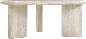 Meridian Furniture Avaya Art Deco Square Fiberglass Coffee Table for Indoor Outdoor Patio and Living Room Use Natural 36" W x 36" D x 15" H 99035Travertine-CT