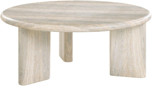 Meridian Furniture Avaya Art Deco Square Fiberglass Coffee Table for Indoor Outdoor Patio and Living Room Use Natural 36" W x 36" D x 15" H 99035Travertine-CT
