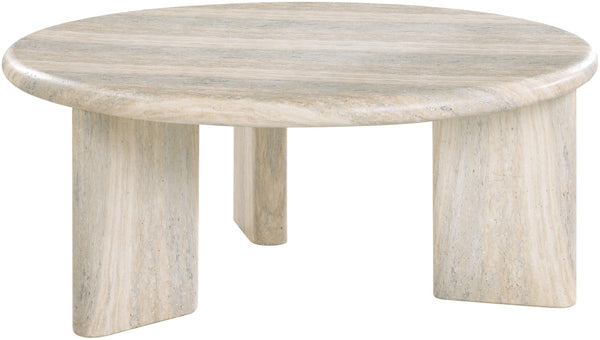 Meridian Furniture Avaya Art Deco Square Fiberglass Coffee Table for Indoor Outdoor Patio and Living Room Use Natural 36" W x 36" D x 15" H 99035Travertine-CT