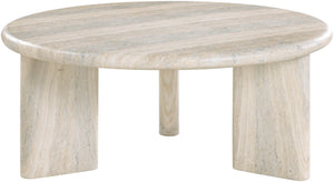 Meridian Furniture Avaya Art Deco Square Fiberglass Coffee Table for Indoor Outdoor Patio and Living Room Use Natural 36" W x 36" D x 15" H 99035Travertine-CT
