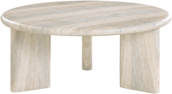 Meridian Furniture Avaya Art Deco Square Fiberglass Coffee Table for Indoor Outdoor Patio and Living Room Use Natural 36" W x 36" D x 15" H 99035Travertine-CT