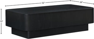 Meridian Furniture Oakmont Art Deco Oak Veneer Coffee Table Low Profile Living Room Centerpiece and Style Black 99039Black-C