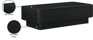 Meridian Furniture Oakmont Art Deco Oak Veneer Coffee Table Low Profile Living Room Centerpiece and Style Black 99039Black-C