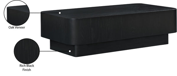 Meridian Furniture Oakmont Art Deco Oak Veneer Coffee Table Low Profile Living Room Centerpiece and Style Black 99039Black-C