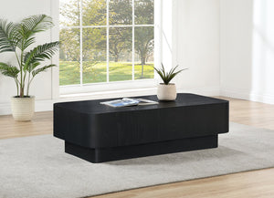 Meridian Furniture Oakmont Art Deco Oak Veneer Coffee Table Low Profile Living Room Centerpiece and Style Black 99039Black-C