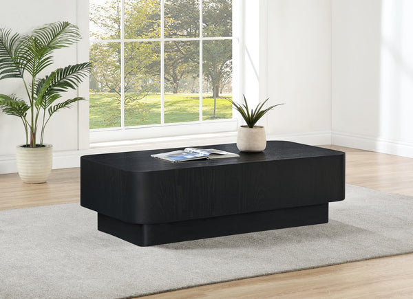 Meridian Furniture Oakmont Art Deco Oak Veneer Coffee Table Low Profile Living Room Centerpiece and Style Black 99039Black-C