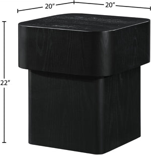 Meridian Furniture Oakmont Art Deco Oak Veneer Side Table with Geometric Lines and Bold Finish for Living Rooms Black 99039Black-E