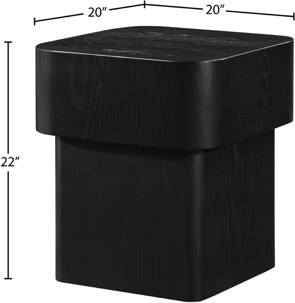 Meridian Furniture Oakmont Art Deco Oak Veneer Side Table with Geometric Lines and Bold Finish for Living Rooms Black 99039Black-E