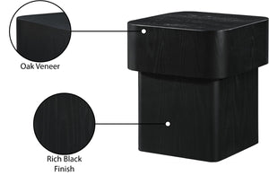 Meridian Furniture Oakmont Art Deco Oak Veneer Side Table with Geometric Lines and Bold Finish for Living Rooms Black 99039Black-E