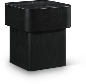 Meridian Furniture Oakmont Art Deco Oak Veneer Side Table with Geometric Lines and Bold Finish for Living Rooms Black 99039Black-E