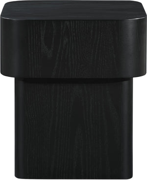 Meridian Furniture Oakmont Art Deco Oak Veneer Side Table with Geometric Lines and Bold Finish for Living Rooms Black 99039Black-E