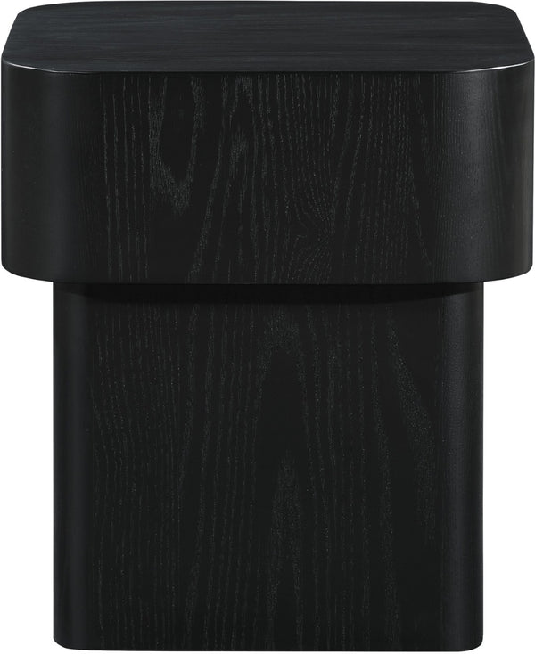 Meridian Furniture Oakmont Art Deco Oak Veneer Side Table with Geometric Lines and Bold Finish for Living Rooms Black 99039Black-E
