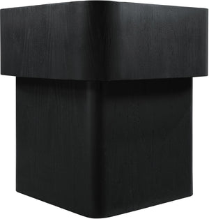 Meridian Furniture Oakmont Art Deco Oak Veneer Side Table with Geometric Lines and Bold Finish for Living Rooms Black 99039Black-E