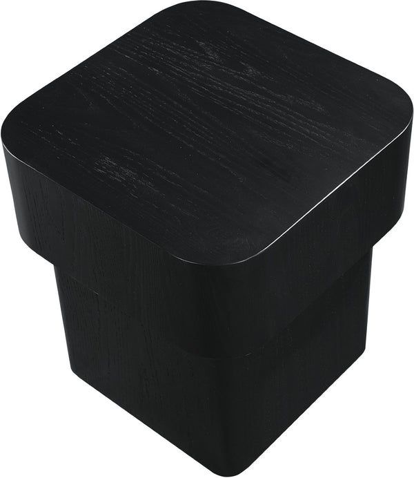 Meridian Furniture Oakmont Art Deco Oak Veneer Side Table with Geometric Lines and Bold Finish for Living Rooms Black 99039Black-E