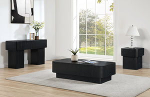 Meridian Furniture Oakmont Art Deco Oak Veneer Side Table with Geometric Lines and Bold Finish for Living Rooms Black 99039Black-E