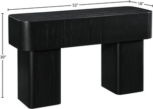 Meridian Furniture Oakmont Art Deco Oak Veneer Console Table with Geometric Detail for Entryway or Living Room Black 99039Black-T