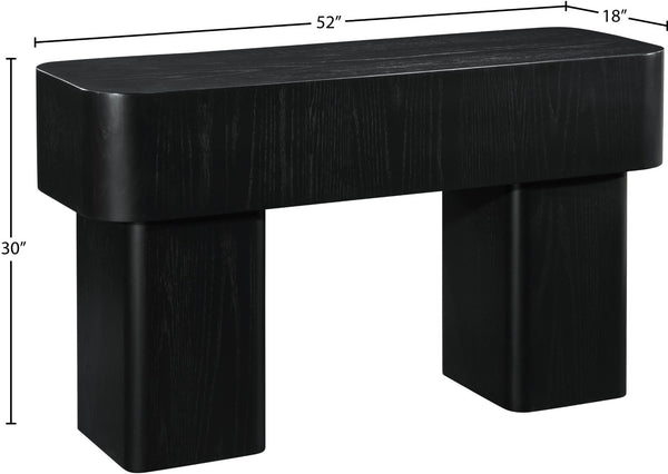 Meridian Furniture Oakmont Art Deco Oak Veneer Console Table with Geometric Detail for Entryway or Living Room Black 99039Black-T