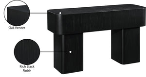 Meridian Furniture Oakmont Art Deco Oak Veneer Console Table with Geometric Detail for Entryway or Living Room Black 99039Black-T