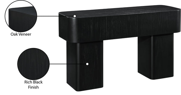 Meridian Furniture Oakmont Art Deco Oak Veneer Console Table with Geometric Detail for Entryway or Living Room Black 99039Black-T